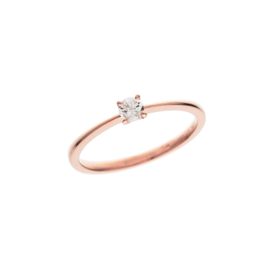 Prsten z růžového zlata s diamantem