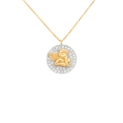 Přívěsek ze žlutého zlata s diamanty na řetízku o délce 45cm