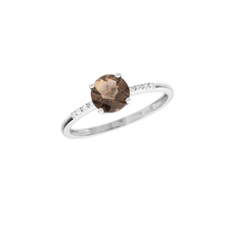 Prsten z bílého zlata se záhnědou a diamanty