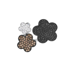 Prsten z bílého zlata s bílými, hnědými a černými diamanty