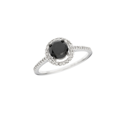 Prsten z bílého zlata s černým a bílými diamanty