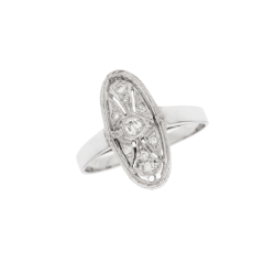 Prsten z bílého zlata ve stylu art deco s diamanty