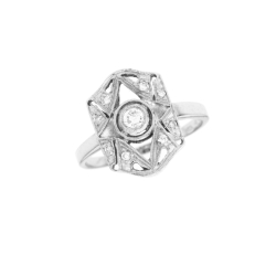 Prsten z bílého zlata ve stylu art deco s diamanty