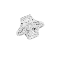 Prsten z bílého zlata ve stylu art deco s diamanty