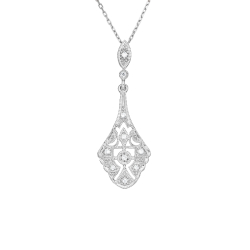 Art deco přívěsek z bílého zlata s diamanty na řetízku 45cm