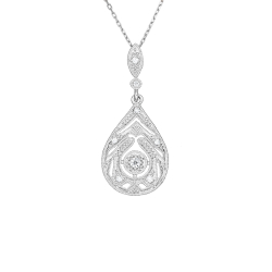 Přívěsek z bílého zlata ve stylu art deco s diamanty. Délka řetízku 45cm