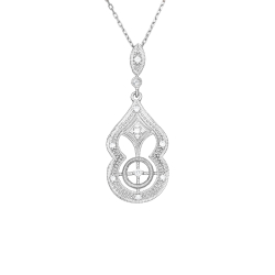 Přívěsek z bílého zlata ve stylu art deco s diamanty. Délka řetízku 45cm