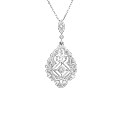 Přívěsek z bílého zlata ve stylu art deco s diamanty. Délka řetízku 45cm