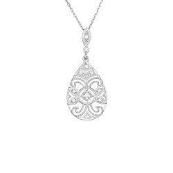 Přívěsek z bílého zlata ve stylu art deco s diamanty. Délka řetízku 45cm