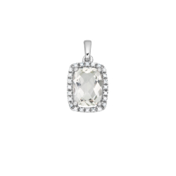 Přívěsek z bílého zlata se zeleným ametystem a diamanty