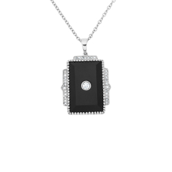 Přívěs o onyxem ve stylu art deco s řetízkem o délce 44,5cm