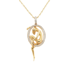 Přívěsek ze žlutého zlata s diamanty, délka 44,5cm