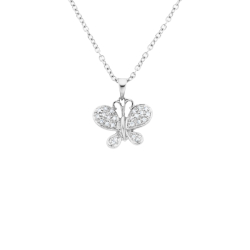 Přívěsek z bílého zlata s diamanty, délka 44,5cm