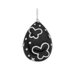 Přívěsek s onyxem, bílým zlatem a diamanty