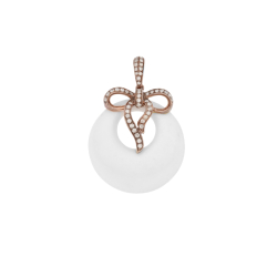 Přívěsek z růžového zlata s achátem a diamanty. Výška 3,80cm