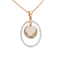 Přívěsek z růžového zlata s topazem ( kulatý, oválný ) a diamanty.Řetízek 44,5cm