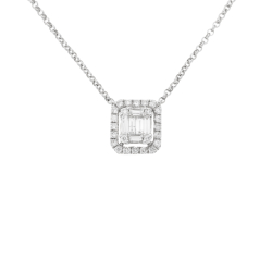 Přívěsek z bílého zlata s diamanty. Délka řetízku 45cm
