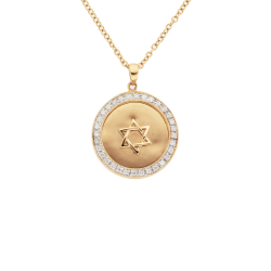 Přívěsek ze žlutého zlata s diamanty. Řetízek o délce 45cm