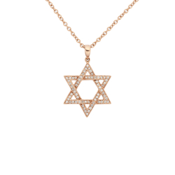 Přívěsek z růžového zlata s diamanty. Na řetízku o délce 44cm