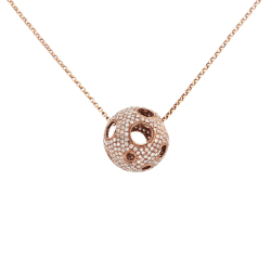 Přívěsek z růžového zlata s diamanty. Délka 45cm, možno zkrátit na 40cm