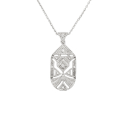 Přívěsek z bílého zlata s diamanty. Délka řetízku 44cm