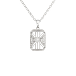 Přívěsek z bílého zlata s diamanty. Řetízek o délce 44cm