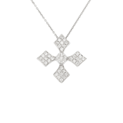 Přívěsek z bílého zlata s diamanty. Délka 45cm, výška přívěsku 1,70cm