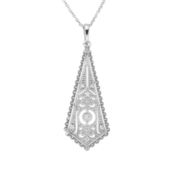 Přívěsek z bílého zlata s diamanty na řetízku o délce 42 - 45cm. Styl art deco