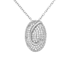 Přívěsek z bílého zlata s diamanty. Délka řetízku 45cm, přívěsku 1,8cm