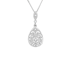 Přívěsek z bílého zlata s diamanty na řetízku o délce 42-45cm. Styl art deco