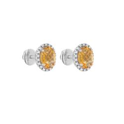 Náušnice z bílého zlata s citríny a diamanty