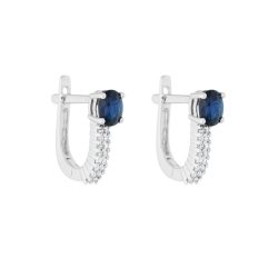 Náušnice z bílého zlata se safíry a diamanty