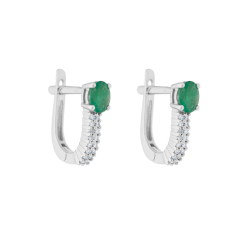 Náušnice z bílého zlata se smaragdy a diamanty