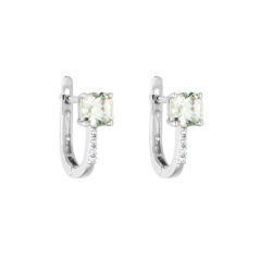 Náušnice z bílého zlata s ametysty a diamanty