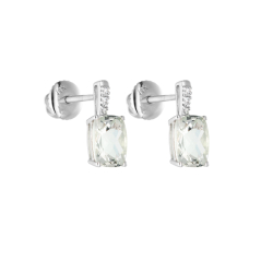 Náušnice z bílého zlata s ametysty a diamanty