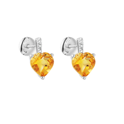Náušnice z bílého zlata s citrínem a diamanty