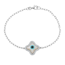 Náramek z bílého zlata s perletí, tyrkysem, onyxem a diamanty. Délka 18cm