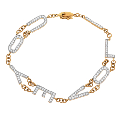 Náramek ze žlutého zlata s diamanty. Délka 18cm