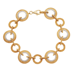 Náramek ze žlutého a bílého zlata s diamanty. Délka 18,5cm