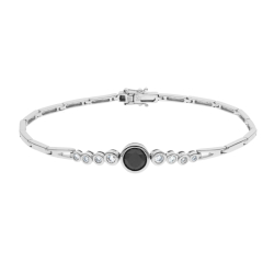 Náramek z bílého zlata s černým a bílými diamanty o délce 18,50cm