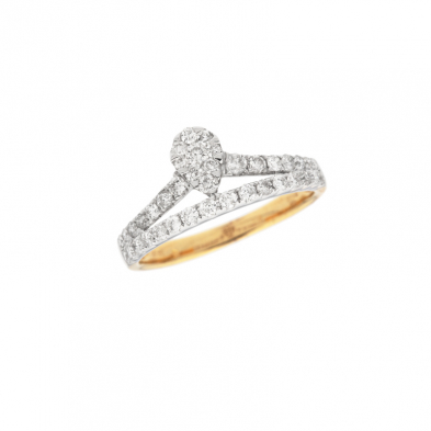 detail Prsten z bílého a žlutého zlata s diamanty