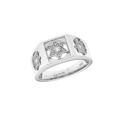 Pánský prsten z bílého zlata s diamanty