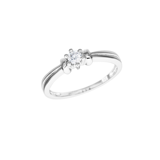detail Prsten z bílého zlata s diamantem