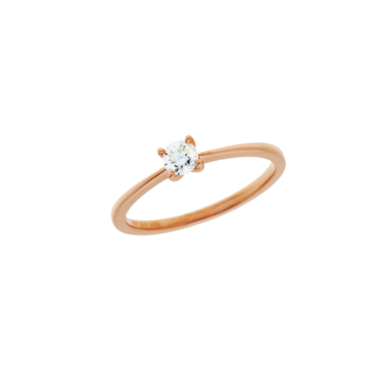 detail Prsten z růžového zlata s diamantem
