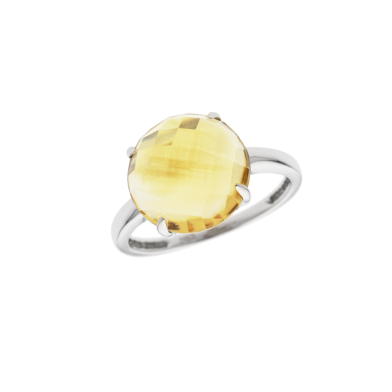 detail Prsten z bílého zlata s citrínem