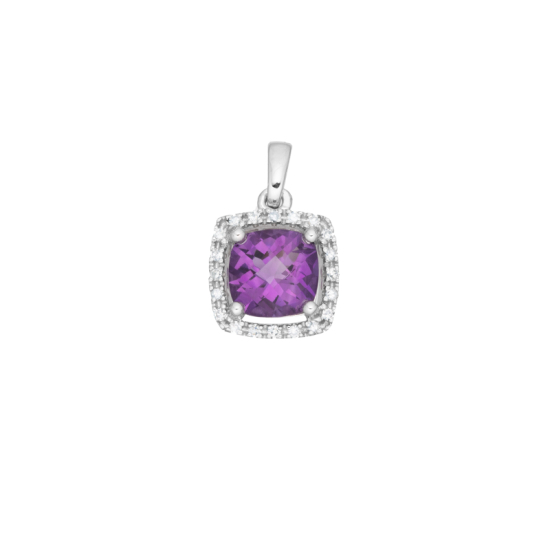 detail Přívěsek z bílého zlata s ametystem a diamanty