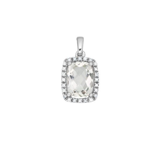 detail Přívěsek z bílého zlata se zeleným ametystem a diamanty