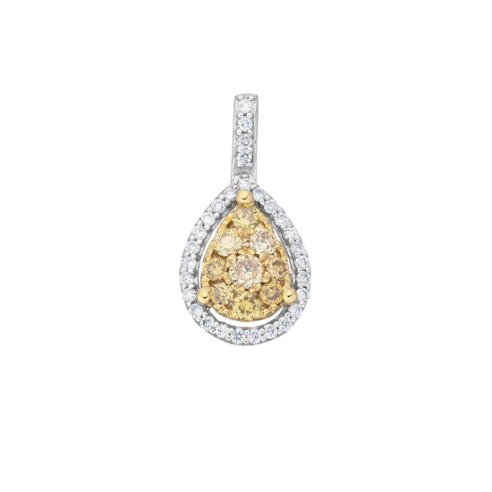 detail Přívěsek z bílého zlata s bílými a žlutými diamanty