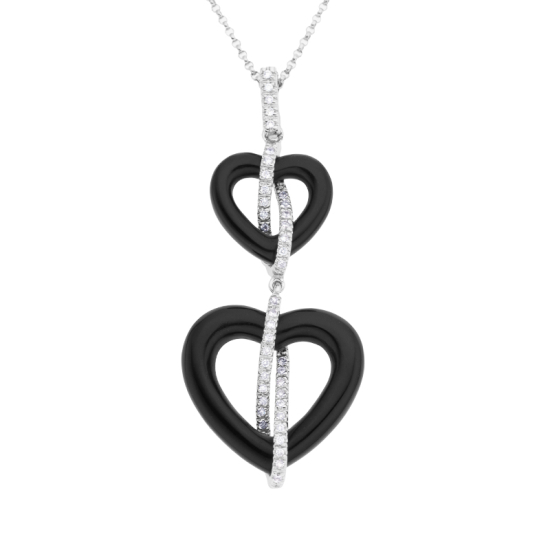 detail Přívěsek z bílého zlata s onyxem a diamanty. Délka 45cm