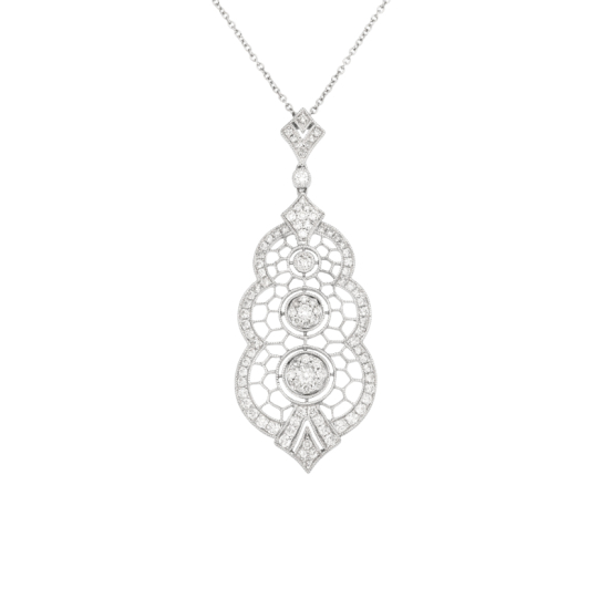 detail Přívěsek z bílého zlata s diamanty na řetízku o délce 45cm
